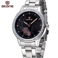 Newest Rhinestone Women Steel Watch Quartz Wristwatches Flower Brand Fashion Business Watch Women Watch Luxury Clock
