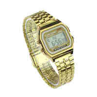 Watch Men Business golden gold watch Coperation Vintage Womens Men dress watch Stainless Steel Digital Alarm relogio feminino