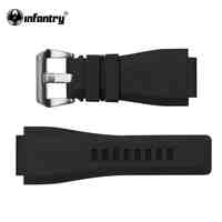 INFANTRY 24mm Watch Bands Black Silicone Rubber Bands For Watch Electronic Wristwatch Band Sports Watch Straps Replacement