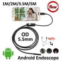 5M Android OTG USB Endoscope Camera 5.5mm OD 3.5M 2M 1M Flexible Snake Pipe USB Inspection Android OTG Borescope Camera