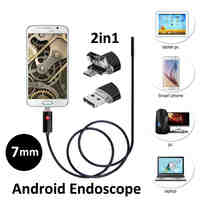 2016 New 7mm 2in1 Android USB Endoscope Camera 2M 5M Smart Android Phone OTG USB Borescope Snake Tube Inspection Came 6PC LED