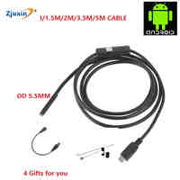 5.5mm Lens MircoUSB Android OTG USB Endoscope Camera 1M 1.5M 2M 3.5M 5M Waterproof Snake Tube Pipe Android USB Borescope