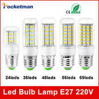 Led Bulbs Light Lamps E27 E14 5730 220V 24 36 48 56 69leds LED Corn Led Bulb Christmas lampada led Chandelier Candle Lighting