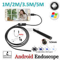 5.5mm Lens 1M 2M 3.5M 5M Android USB Endoscope Camera Flexible Snake USB Pipe Inspection Android Phone OTG USB Borescope Camera