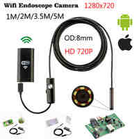8mm 1/3/5M Hard Wifi Endoscope Mini Android IOS Ipad Endoscope Inspection Camera Ip67 Waterproof Endoscope Camera Android PC