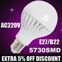 Wholesal B22 E27 LED Lamp 220V 5730SMD 3w5w 7w 9w 12w LED Bulb led Light bulb leve bulbo Bombillas luz Lampada Led Bombillas
