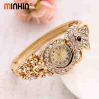MINHIN Luxury Women Gold Plated Watch Wristwatch Bangle Watch Hot Sale Quartz Watch Valentine's Day Gift Ladies Watch