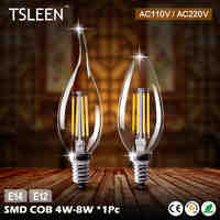 Cheap E12 Led Lamp E14 220V Led Bulbs 110V Flame Bulb Energy Saving Lamps Light Home Lampada Led Decorativas 4W 8W Ampoule Led