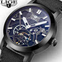 New Men's Sports Watch LIGE Luxury Brand Watches Automatic Mechanical Watch Men's Military Machine Idle Skeleton Casual Watch