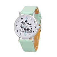 Delicate watch women watch NewHot Girls Bracelet Watch Women Follow Dream Words Pattern Leather Watch Relogio Feminino Mujer M