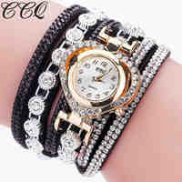 CCQ Brand Fashion Luxury Rhinestone Bracelet Watch Ladies Quartz Watch Casual Women Wrist Watch Relogio Feminino Gift C99