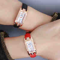 Luobos New Fashion Watch Women Slim Leather Strap Rectangle Casual Quartz Watch Ladies Popular Dress Watch Relogio Feminino