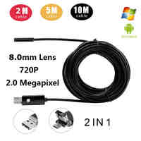 10M 720P 2MP 6LED 8MM Mini USB Android Inspection Endoscope Camera Underwater Endoscopio Tube Micro Camera For Windows Android