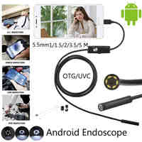 2017 New 5.5mm 1 2 5M Android OTG USB Endoscope Camera Flexible Snake USB Pipe Inspection Android Phone Borescope Camera 6 Led