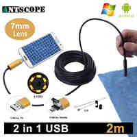 Antscope Android Endoscope USB Camera Golden Snake Tube 2m Computer Android Phones 7mm Boroscope USB Endoscopio Camera