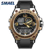 SMAEL Luxuly Men's Wrist Watch Gold Digital Watch Man Waterproof 50m LED Clock Man 1603 Digital Watch Man Sport Watch Shock