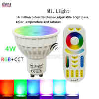 Mi light AC85-265V 4W GU10 RGB+CCT LED Dimmable 2.4G Wireless Remote Mi light Led Bulb Led Spotlight Smart Led Lamp Lighting
