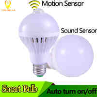 LED Bulb E27 Motion Sensor Led Sound Voice Control Lamp 3W 5W 7W 9W LED Light Bulbs Ampoule Led E27 LEDs lamp for Porch Hallway