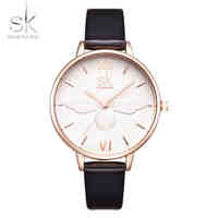 Shengke Fashion Women Watch Luxury Brand Leather Strap Watch Women Dress Watch Casual Quartz Watch Reloj Mujer Wristwatch Girl