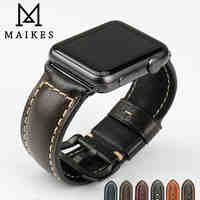 MAIKES Genuine leather watch bracelet accessories for apple watch strap 38mm black apple watch band 42mm iwatch watchbands