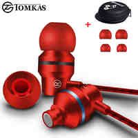 TOMKAS Earphone For Phone Sport Earphone Stereo Sound with Microphone Universal For iPhone Earphone Computer with Earphones Case