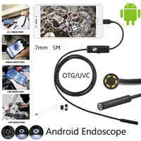 JCWHCAM 7mm Lens Android OTG USB Endoscope Camera 1M 2M 3.5M 5M Waterproof Snake USB Pipe Inspection Android Borescope Camera