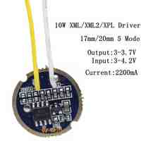 1PCS 5PCS cree xml led XPL xml2 led T6 U2 driver 17mm 20mm 3-4.2V 2.2A 5-Mode LED Driver for CREE XM-L LED Emitter