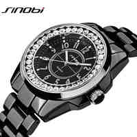 SINOBI fashion Woman Watch Imitation Ceramic Bracelet fashion Watch Top Luxury Brand Woman Quartz Watch Gift relojes mujer
