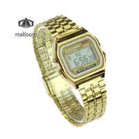 Watch Men Business golden gold watch Coperation Vintage Womens Men dress watch Stainless Steel Digital Alarm relogio feminino