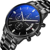 Chronograph Men's Watch Male Quartz Clock Military Relojes Luxury Business Watch Luminous Stainless Steel Band Calendar Watch
