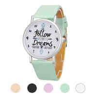 Delicate watch women watch NewHot Girls Bracelet Watch Women Follow Dream Words Pattern Leather Watch Relogio Feminino Mujer