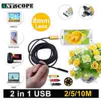 Antscope 8mm USB Android Endoscope Camera 2m/5m/10m PC And Android Phones Borescope Camera Snake Tube Endoscopic