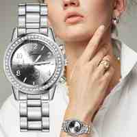 reloj mujer Silver Women's Watch Fashion Rhinestone Women Quartz Wrist Watch Luxury Ladies watch Women Watch relogio feminino
