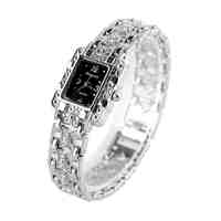 Ladies Quartz Watch Fashion Casual Silver Watch Strap Simple Watch Gift Square Dial Black Wrist