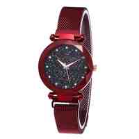 Gofuly Watch Star Sky Watch Ladies Magnet Stone Milan Mesh Belt Luxurious Women's Watch Starry Sky Watch Analog Wrist Watch