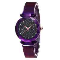 Net Red Vibrato Watch Girl Watch Magnet Stone Strap Starry Mesh With Watch Stainless Steel Watch Hot