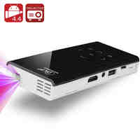 120 Lumen Mini Android DLP Projector - Quad Core 1.4 GHz CPU, 1GB RAM, Android 4.4, Wi-Fi, Airplay, Miracast, DLNA (White)