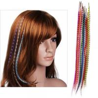 Set 10 Colors Grizzly Synthetic Feather Hair Extensions + Beads