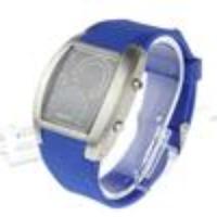Unisex PVC Watch Band Blue LED Digital Wrist Watch
