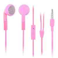 3.5mm Jack 1.1m Cable Earbud Type Stereo Earphone with Microphone for iPhone iPod iPad - Pink