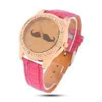 Fashion Crystal Beard Watch Mustache Watch Women Ladies Dress Quartz Wrist Watch