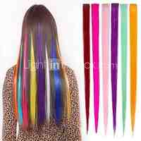 Long Synthetic Straight And Clip in Hair Extensions with 1 Clips 6 Color Available