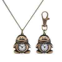 Woman's Penguin Pattern Metallic Necklace Watch/Keychain Watch (1pc)