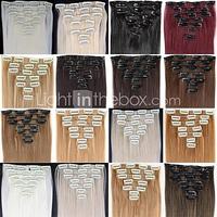 24 Inch 7pcs/set Long Synthetic Straight Clip In Hair Extensions with 16 Clips - 16 Colors Available