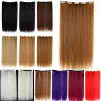 20 Inch 50g Long Synthetic Straight Clip In Hair Extensions with 5 Clips - 12 Colors Available