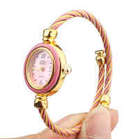 Quartz Watch with Metal Rope Watch Strap - Pink Face