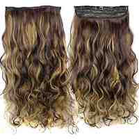 24 Inch 120g Long Heat Resistant Synthetic Fiber Curly Clip In Hair Extensions with 5 Clips