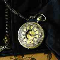 Men Steampunk Bronze Pocket Watch Vintage Big Roman Number Fashion Quartz Fob Watch Necklace Watch