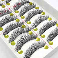 10 Pairs Handmade Natural Long Black False Eyelashes Cross Soft Thick Fake EyeLashes Makeup Eyelashes Extensions