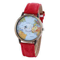Unisex Watch Map  Strap Movement Watch
